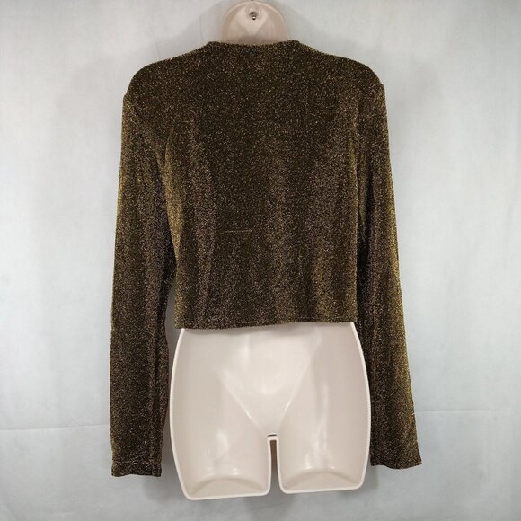 Wild Fable Cropped Top Women Size XL Glittery Gold Long Sleeve NEW FLAWS - Picture 3 of 8